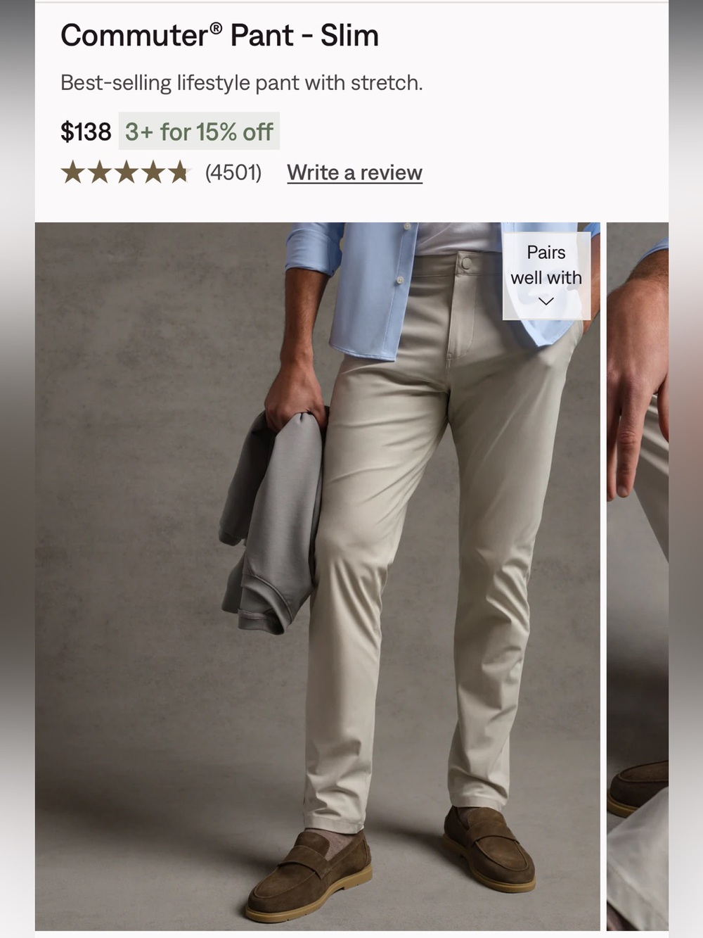 RHONE Men's Performance Fabric Commuter  Pants Slim - 33